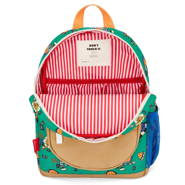 Mochila Grande Redonda Hello Hossy em poliéster reciclado, impermeável, com capacidade de 15 litros, compatível com dossiers A4, alças acolchoadas e bolso para garrafa de água para crianças a partir dos 6 anos chill vibes