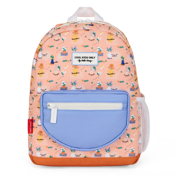 Mochila Grande Redonda Hello Hossy em poliéster reciclado, impermeável, com capacidade de 15 litros, compatível com dossiers A4, alças acolchoadas e bolso para garrafa de água para crianças a partir dos 6 anos flora