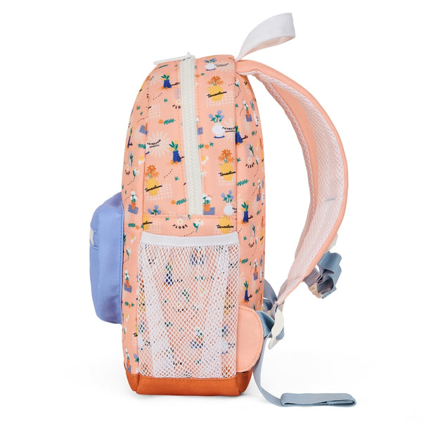 Mochila Grande Redonda Hello Hossy em poliéster reciclado, impermeável, com capacidade de 15 litros, compatível com dossiers A4, alças acolchoadas e bolso para garrafa de água para crianças a partir dos 6 anos flora