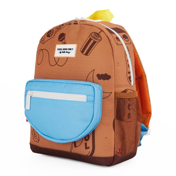 Mochila Grande Redonda Hello Hossy em poliéster reciclado, impermeável, com capacidade de 15 litros, compatível com dossiers A4, alças acolchoadas e bolso para garrafa de água para crianças a partir dos 6 anos mini groovy