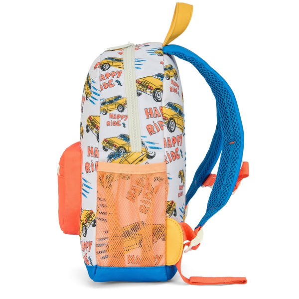 Mochila Grande Redonda Hello Hossy em poliéster reciclado, impermeável, com capacidade de 15 litros, compatível com dossiers A4, alças acolchoadas e bolso para garrafa de água para crianças a partir dos 6 anos happy ride