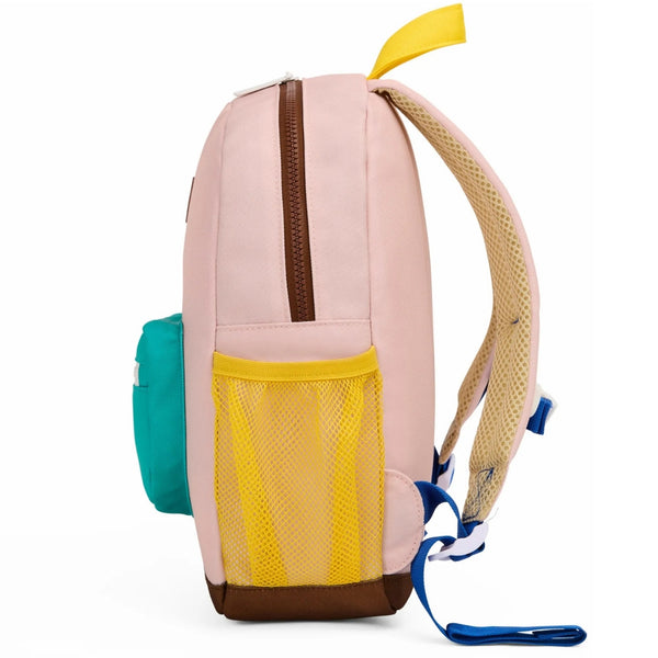 Mochila Grande Redonda Hello Hossy em poliéster reciclado, impermeável, com capacidade de 15 litros, compatível com dossiers A4, alças acolchoadas e bolso para garrafa de água para crianças a partir dos 6 anos mini creamy
