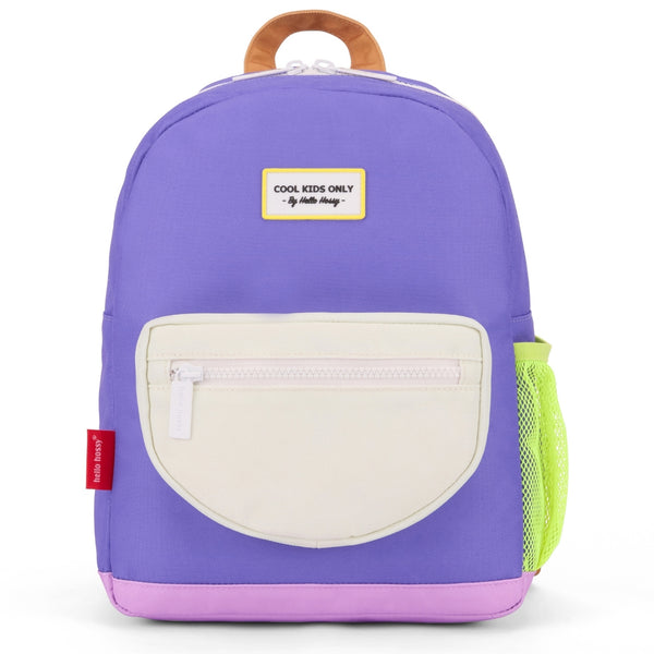 Mochila Grande Redonda Hello Hossy em poliéster reciclado, impermeável, com capacidade de 15 litros, compatível com dossiers A4, alças acolchoadas e bolso para garrafa de água para crianças a partir dos 6 anos mini lavendy