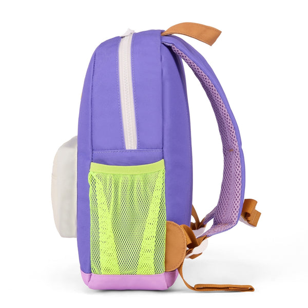 Mochila Grande Redonda Hello Hossy em poliéster reciclado, impermeável, com capacidade de 15 litros, compatível com dossiers A4, alças acolchoadas e bolso para garrafa de água para crianças a partir dos 6 anos mini lavendy