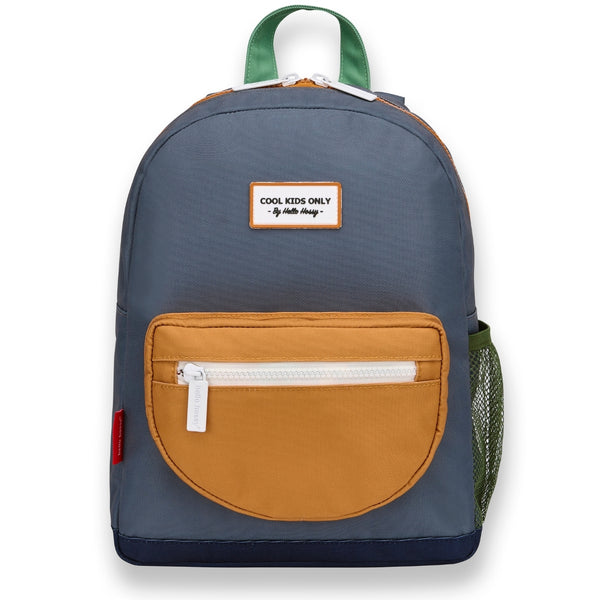 Mochila Grande Redonda Hello Hossy em poliéster reciclado, impermeável, com capacidade de 15 litros, compatível com dossiers A4, alças acolchoadas e bolso para garrafa de água para crianças a partir dos 6 anos mini marine