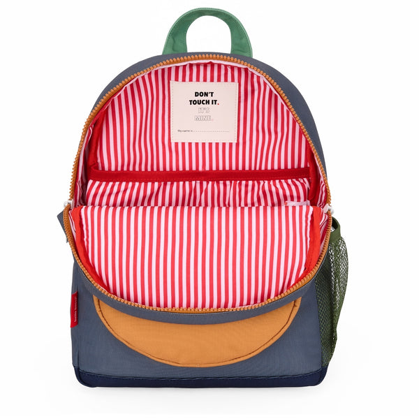 Mochila Grande Redonda Hello Hossy em poliéster reciclado, impermeável, com capacidade de 15 litros, compatível com dossiers A4, alças acolchoadas e bolso para garrafa de água para crianças a partir dos 6 anos mini marine