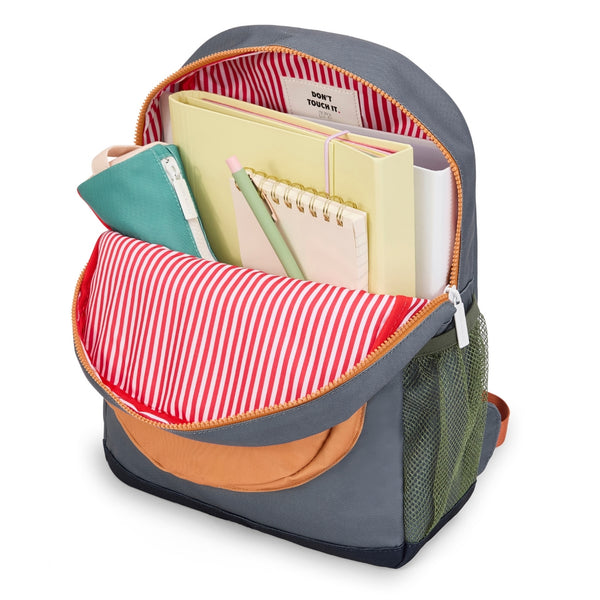 Mochila Grande Redonda Hello Hossy em poliéster reciclado, impermeável, com capacidade de 15 litros, compatível com dossiers A4, alças acolchoadas e bolso para garrafa de água para crianças a partir dos 6 anos mini marine