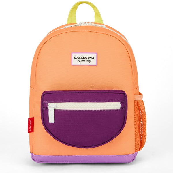 Mochila Grande Redonda Hello Hossy em poliéster reciclado, impermeável, com capacidade de 15 litros, compatível com dossiers A4, alças acolchoadas e bolso para garrafa de água para crianças a partir dos 6 anos mini peach pop