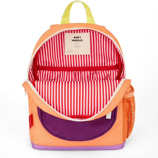 Mochila Grande Redonda Hello Hossy em poliéster reciclado, impermeável, com capacidade de 15 litros, compatível com dossiers A4, alças acolchoadas e bolso para garrafa de água para crianças a partir dos 6 anos mini peach pop