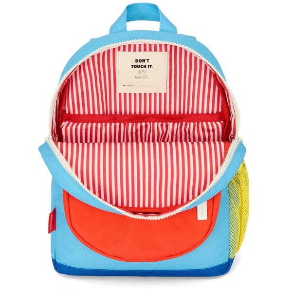 Mochila Grande Redonda Hello Hossy em poliéster reciclado, impermeável, com capacidade de 15 litros, compatível com dossiers A4, alças acolchoadas e bolso para garrafa de água para crianças a partir dos 6 anos mini sky