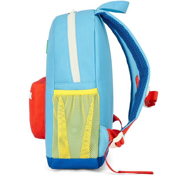 Mochila Grande Redonda Hello Hossy em poliéster reciclado, impermeável, com capacidade de 15 litros, compatível com dossiers A4, alças acolchoadas e bolso para garrafa de água para crianças a partir dos 6 anos mini sky