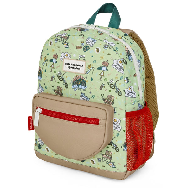 Mochila Grande Redonda Hello Hossy em poliéster reciclado, impermeável, com capacidade de 15 litros, compatível com dossiers A4, alças acolchoadas e bolso para garrafa de água para crianças a partir dos 6 anos mountain ride