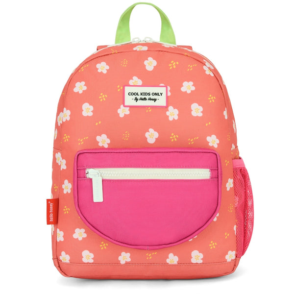 Mochila Grande Redonda Hello Hossy em poliéster reciclado, impermeável, com capacidade de 15 litros, compatível com dossiers A4, alças acolchoadas e bolso para garrafa de água para crianças a partir dos 6 anos peachy bloom