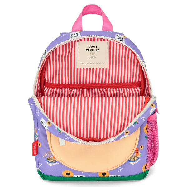Mochila Grande Redonda Hello Hossy em poliéster reciclado, impermeável, com capacidade de 15 litros, compatível com dossiers A4, alças acolchoadas e bolso para garrafa de água para crianças a partir dos 6 anos sunflower