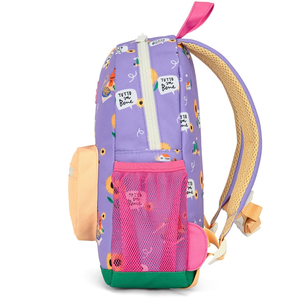 Mochila Grande Redonda Hello Hossy em poliéster reciclado, impermeável, com capacidade de 15 litros, compatível com dossiers A4, alças acolchoadas e bolso para garrafa de água para crianças a partir dos 6 anos sunflower