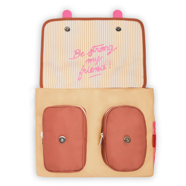 Mochila Horizontal Grande Hello Hossy em poliéster reciclado, impermeável, com formato dossier A4, costas acolchoadas e respiráveis, fecho magnético reforçado e bolsos organizadores para crianças a partir dos 6 anos. Leopard 7