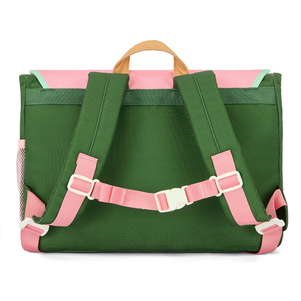 Mochila Horizontal Grande Hello Hossy em poliéster reciclado, impermeável, com formato dossier A4, costas acolchoadas e respiráveis, fecho magnético reforçado e bolsos organizadores para crianças a partir dos 6 anos. Mini Bubblegum