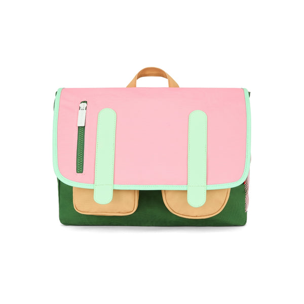 Mochila Horizontal Pequena Hello Hossy em poliéster reciclado, impermeável, com formato A4, fecho magnético, bolsos organizadores e alças acolchoadas ajustáveis para crianças dos 2 aos 5 anos. Mini Bubblegum