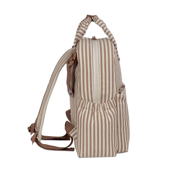 Mochila de maternidade da walking mum modelo praline strips na cor moka - vermelho