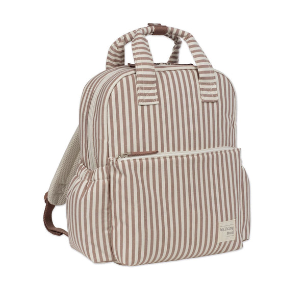 Mochila de maternidade da walking mum modelo praline strips na cor moka - vermelho