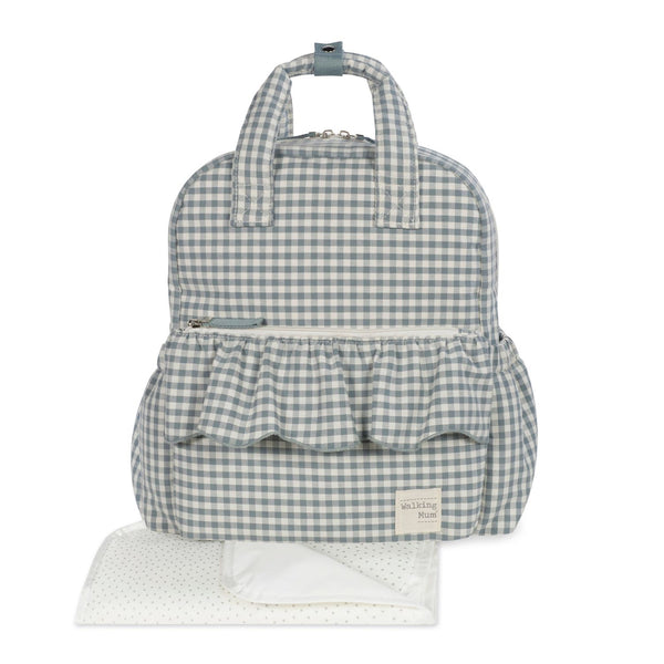 Mochila de maternidade da Walking Mum modelo praline Vichy na cor matcha - verde