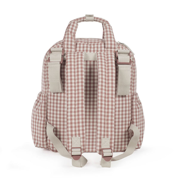 Mochila de maternidade da Walking Mum modelo praline Vichy na cor moka - vermelho