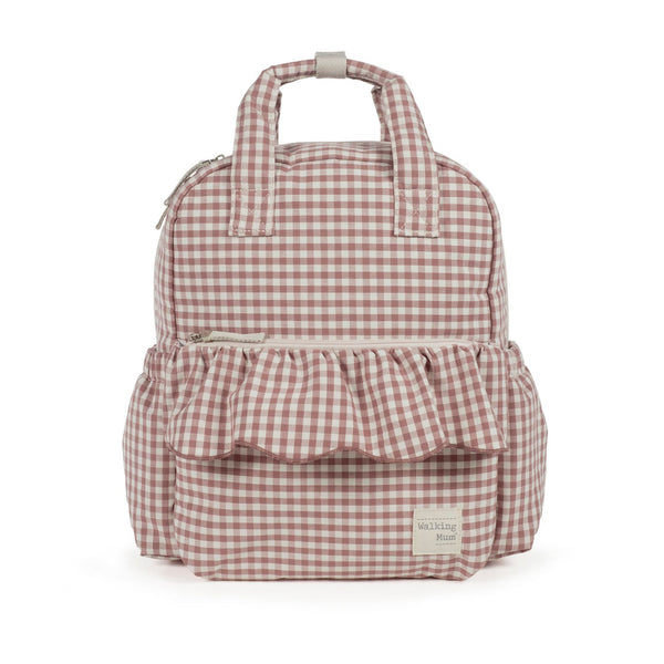 Mochila de maternidade da Walking Mum modelo praline Vichy na cor moka - vermelho