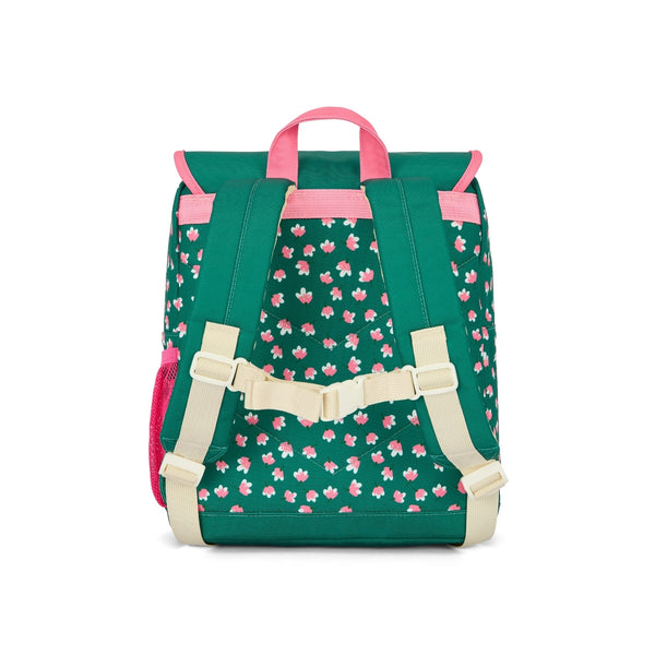 Mochila Pequena Quadrada Hello Hossy em poliéster reciclado, impermeável, com compartimento para cadernos A4, bolso para garrafa de água, alças acolchoadas e capacidade de 7,3 L para crianças dos 2 aos 5 anos. Garden Joy