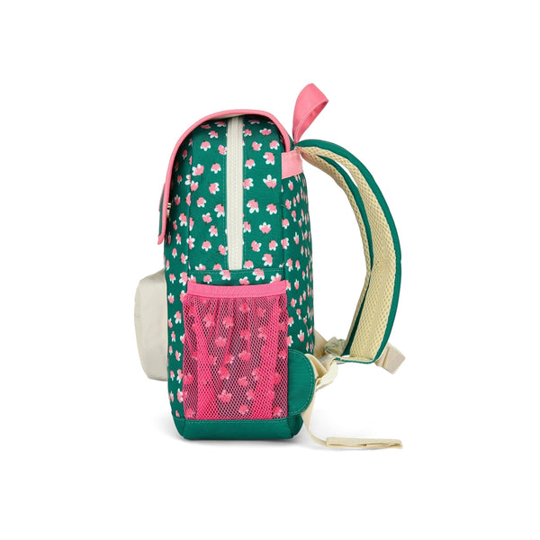 Mochila Pequena Quadrada Hello Hossy em poliéster reciclado, impermeável, com compartimento para cadernos A4, bolso para garrafa de água, alças acolchoadas e capacidade de 7,3 L para crianças dos 2 aos 5 anos. Garden Joy