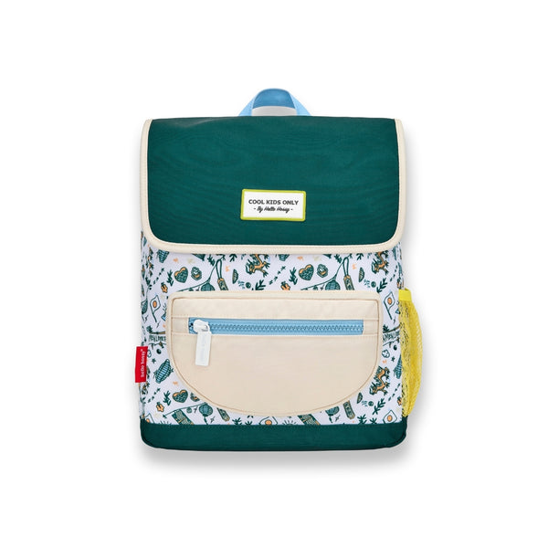 Mochila Pequena Quadrada Hello Hossy em poliéster reciclado, impermeável, com compartimento para cadernos A4, bolso para garrafa de água, alças acolchoadas e capacidade de 7,3 L para crianças dos 2 aos 5 anos. Japan