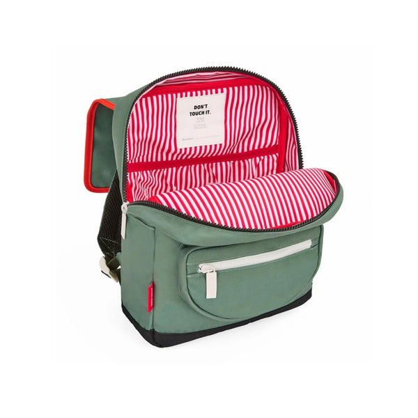 Mochila Pequena Quadrada Hello Hossy em poliéster reciclado, impermeável, com compartimento para cadernos A4, bolso para garrafa de água, alças acolchoadas e capacidade de 7,3 L para crianças dos 2 aos 5 anos. Mini Forest