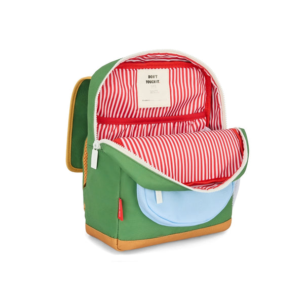 Mochila Pequena Quadrada Hello Hossy em poliéster reciclado, impermeável, com compartimento para cadernos A4, bolso para garrafa de água, alças acolchoadas e capacidade de 7,3 L para crianças dos 2 aos 5 anos. Mini Green Lake