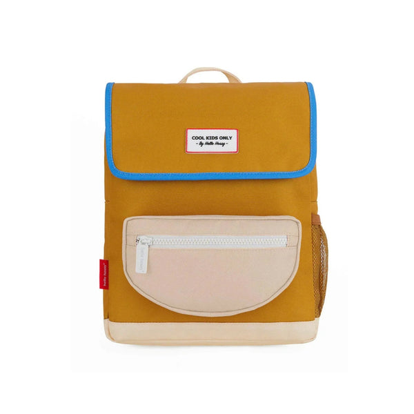 Mochila Pequena Quadrada Hello Hossy em poliéster reciclado, impermeável, com compartimento para cadernos A4, bolso para garrafa de água, alças acolchoadas e capacidade de 7,3 L para crianças dos 2 aos 5 anos. Mini Honey