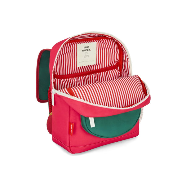 Mochila Pequena Quadrada Hello Hossy em poliéster reciclado, impermeável, com compartimento para cadernos A4, bolso para garrafa de água, alças acolchoadas e capacidade de 7,3 L para crianças dos 2 aos 5 anos. Mini Pasteque