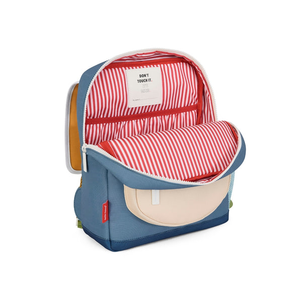 Mochila Pequena Quadrada Hello Hossy em poliéster reciclado, impermeável, com compartimento para cadernos A4, bolso para garrafa de água, alças acolchoadas e capacidade de 7,3 L para crianças dos 2 aos 5 anos. Mini Sam