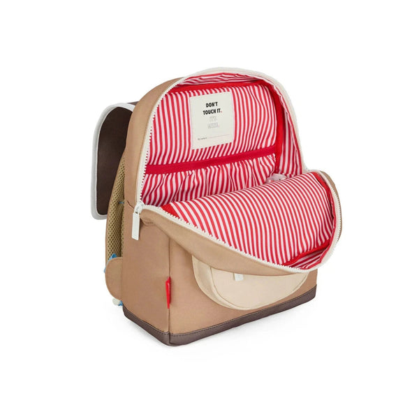 Mochila Pequena Quadrada Hello Hossy em poliéster reciclado, impermeável, com compartimento para cadernos A4, bolso para garrafa de água, alças acolchoadas e capacidade de 7,3 L para crianças dos 2 aos 5 anos. Mini Walnut