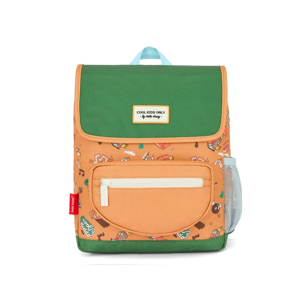 Mochila Pequena Quadrada Hello Hossy em poliéster reciclado, impermeável, com compartimento para cadernos A4, bolso para garrafa de água, alças acolchoadas e capacidade de 7,3 L para crianças dos 2 aos 5 anos. Music Festival