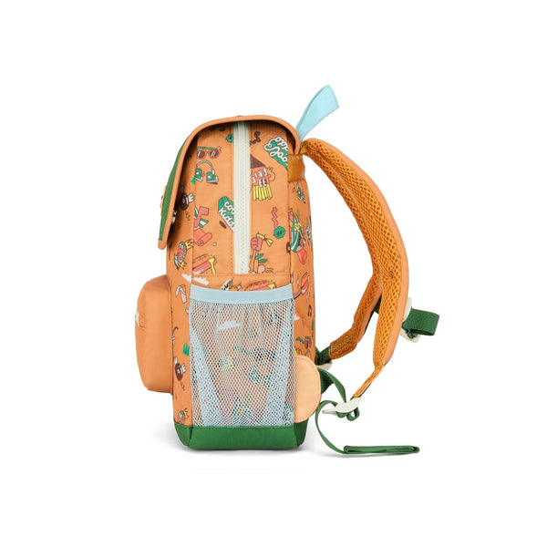 Mochila Pequena Quadrada Hello Hossy em poliéster reciclado, impermeável, com compartimento para cadernos A4, bolso para garrafa de água, alças acolchoadas e capacidade de 7,3 L para crianças dos 2 aos 5 anos. Music Festival
