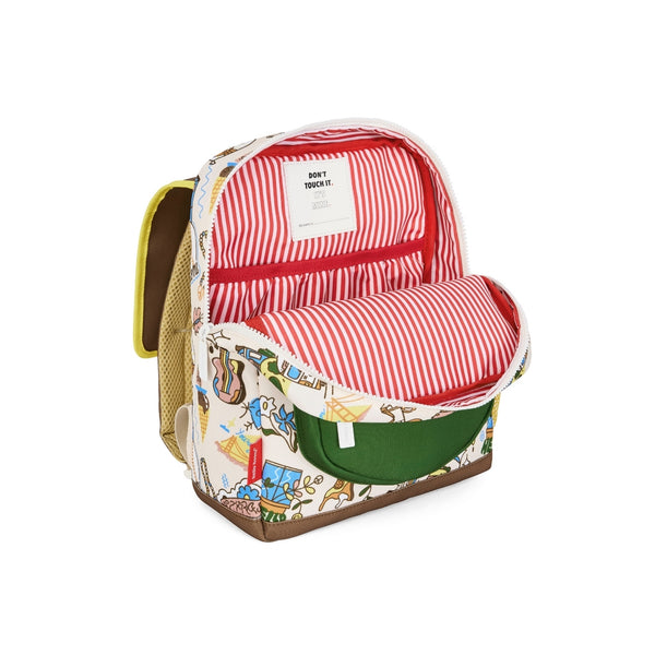 Mochila Pequena Quadrada Hello Hossy em poliéster reciclado, impermeável, com compartimento para cadernos A4, bolso para garrafa de água, alças acolchoadas e capacidade de 7,3 L para crianças dos 2 aos 5 anos. San Francisco