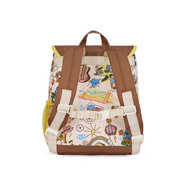 Mochila Pequena Quadrada Hello Hossy em poliéster reciclado, impermeável, com compartimento para cadernos A4, bolso para garrafa de água, alças acolchoadas e capacidade de 7,3 L para crianças dos 2 aos 5 anos. San Francisco