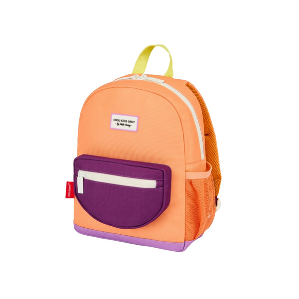 Mochila Pequena Redonda Hello Hossy em poliéster reciclado, impermeável, com formato A4, costas e alças acolchoadas, bolso para garrafa de água e capacidade de 7,3 L para crianças dos 2 aos 5 anos.
Peach Pop