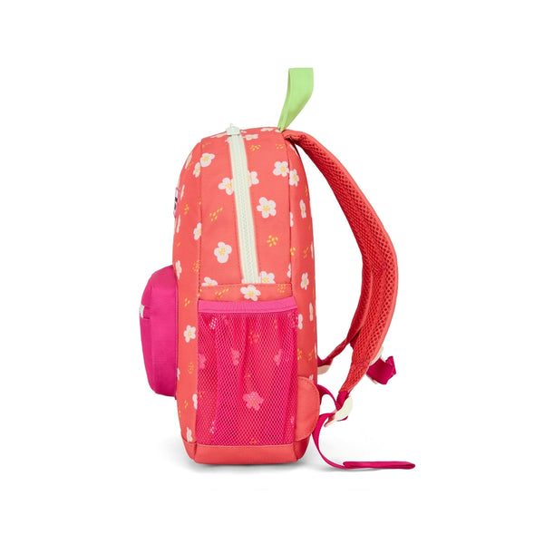 Mochila Pequena Redonda Hello Hossy em poliéster reciclado, impermeável, com formato A4, costas e alças acolchoadas, bolso para garrafa de água e capacidade de 7,3 L para crianças dos 2 aos 5 anos.
Peachy Bloom