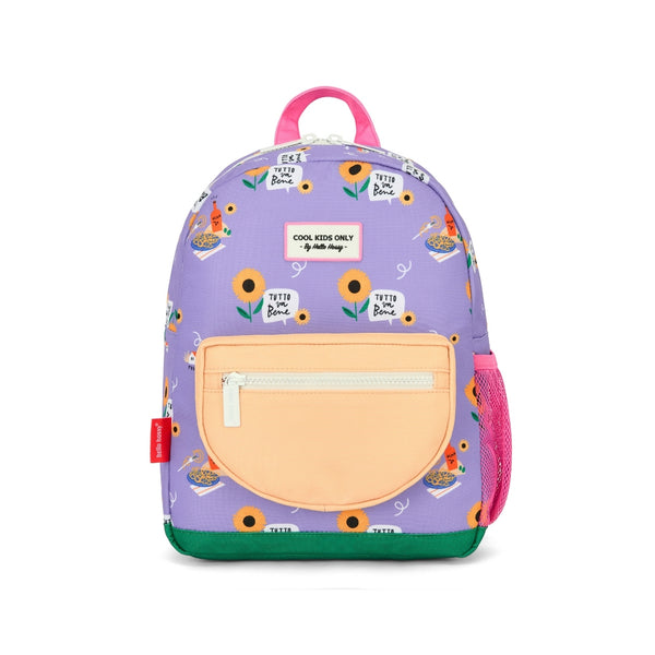 Mochila Pequena Redonda Hello Hossy em poliéster reciclado, impermeável, com formato A4, costas e alças acolchoadas, bolso para garrafa de água e capacidade de 7,3 L para crianças dos 2 aos 5 anos.
Sunflower