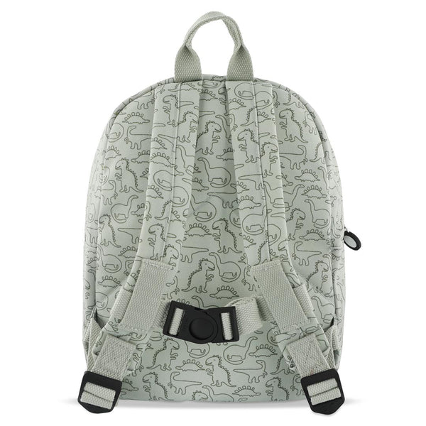 Mochila Pequena Trixie em PET reciclado com alças ajustáveis, fivela peitoral, bolso frontal, bolso para garrafa e tecido repelente à água. Daring Dino