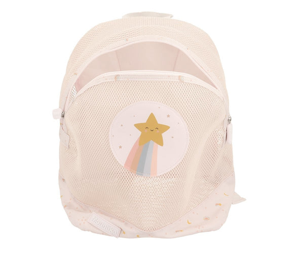 Mochila de Praia Monnëka impermeável e ventilada para crianças, ideal para transportar toalhas, brinquedos e acessórios de praia ou piscina.