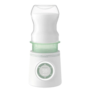Aquecedor de Biberões de Viagem Momcozy portátil para aquecer leite materno e fórmula de forma rápida, uniforme e segura durante passeios e viagens. Verde