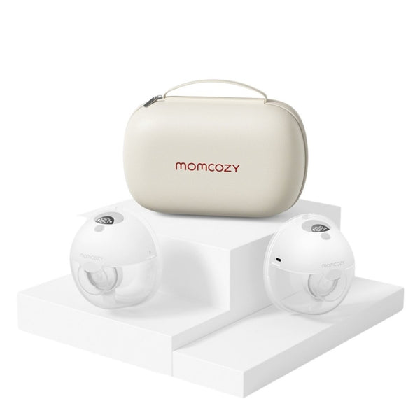 Momcozy M5 Duplo, extrator de leite portátil premium mãos-livres com tecnologia Baby Mouth, microvibração, 3 modos, 9 níveis ajustáveis e bolsa de transporte.