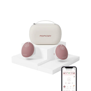 Momcozy M9 Duplo, extrator de leite portátil mãos-livres com controlo por aplicação, 3 modos, até 15 níveis de sucção e sistema DoubleFit para maior conforto.
