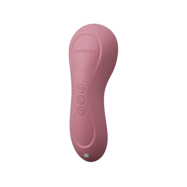 Massajador de 3 Modos para Amamentação Momcozy com massagem de amassamento, pressão profunda e vibração para aliviar a congestão mamária e estimular o fluxo de leite. Rosa