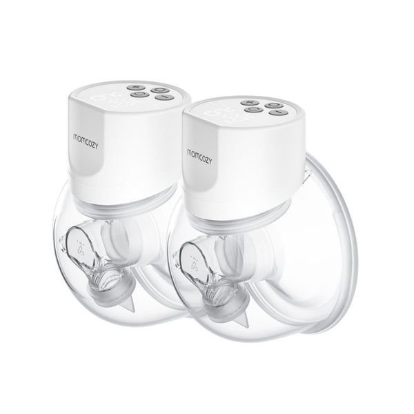 Momcozy S12 Pro Duplo, extrator de leite portátil mãos-livres com flange de dupla vedação, 3 modos de extração, 9 níveis ajustáveis, ecrã LED e capacidade de 177 ml.
